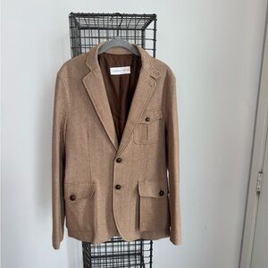 Tan Wool Blazer with Pockets
